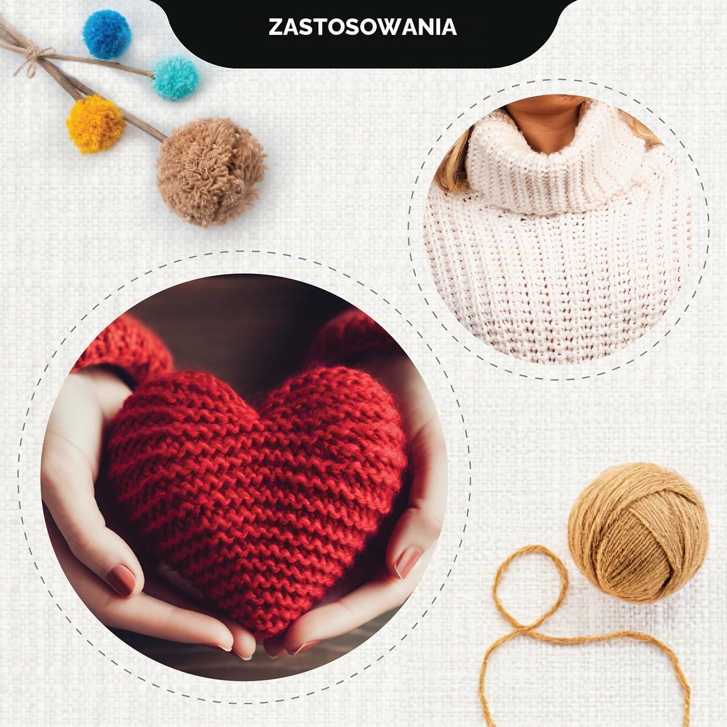 Detalle 1 de KnitPro Cherie – wymienne druty na żyłce z brzozy, 10 rozmiarów i obrotowe żyłki
