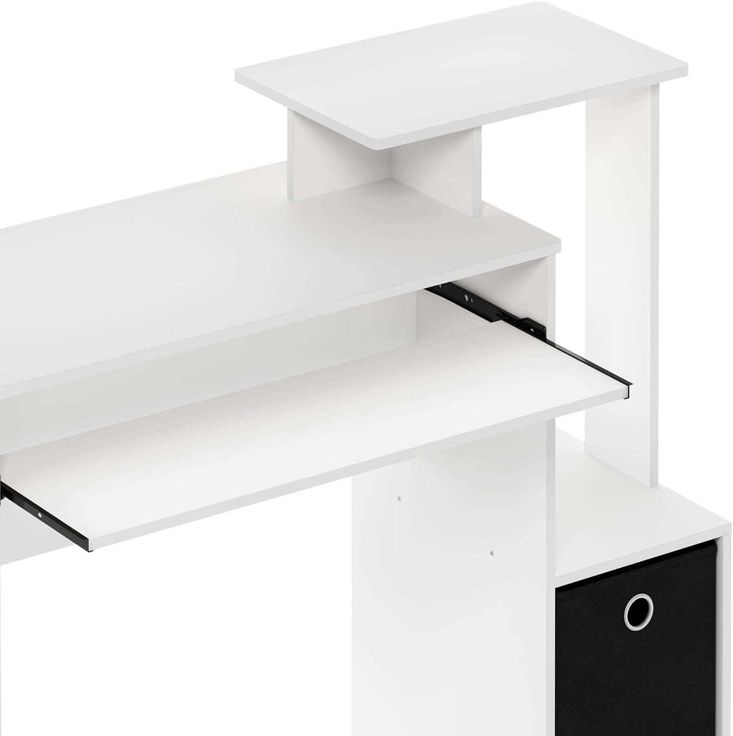Thumbnail 3 de Furinno Econ multipurpose home office desk with keyboard tray and bin (White/Black)
