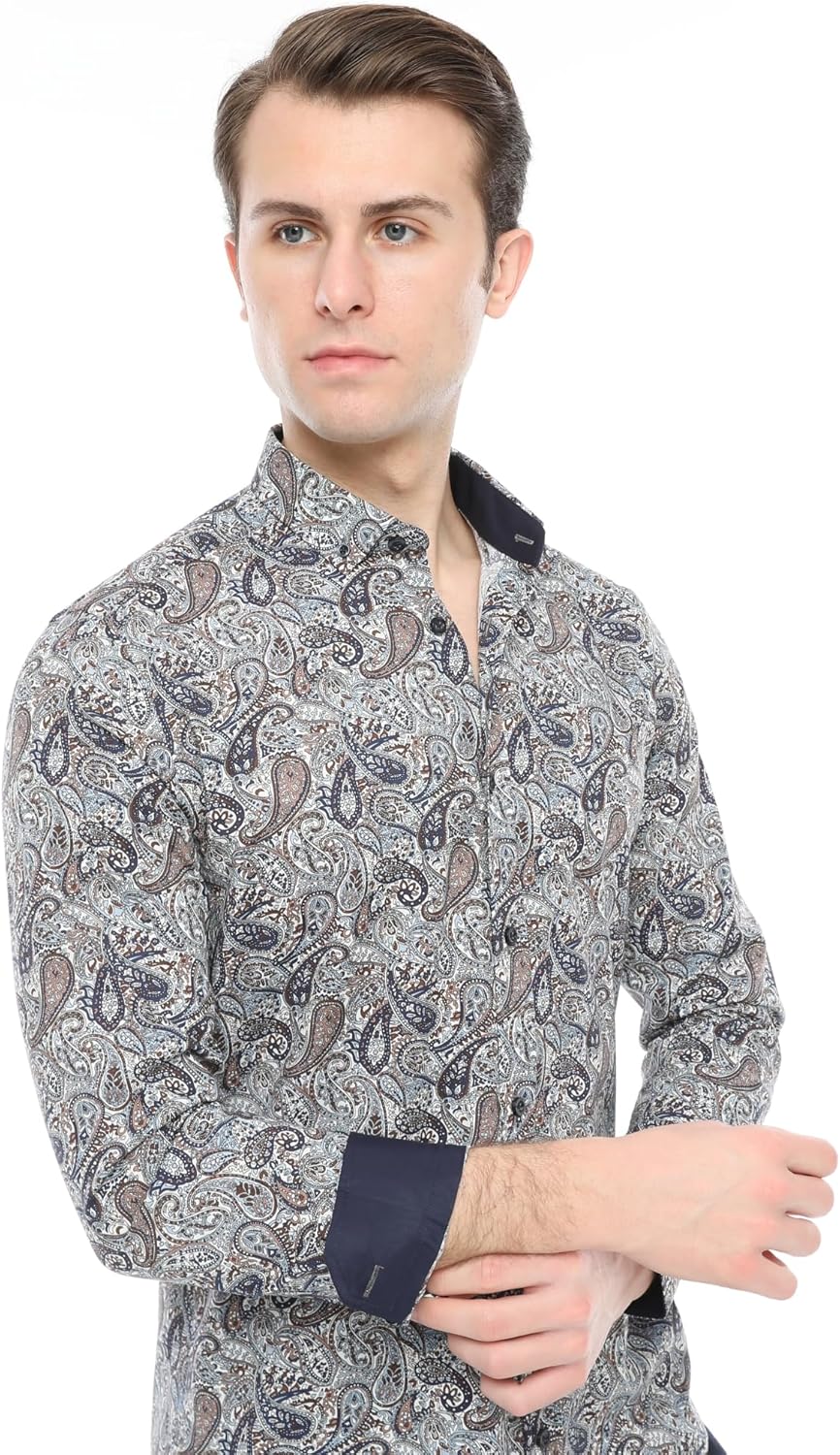 Thumbnail 5 de Xact Chemise Paisley à Manches Longues pour Hommes – Coupe Slim