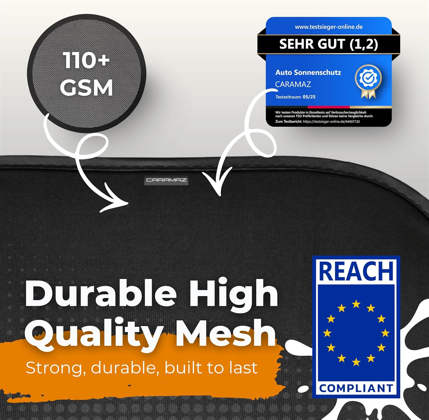 Thumbnail 5 de Car Window Shades for Baby (Lion Design) – UV protection mesh sunshades with suction cups, 48 x 30 cm, pack of 2