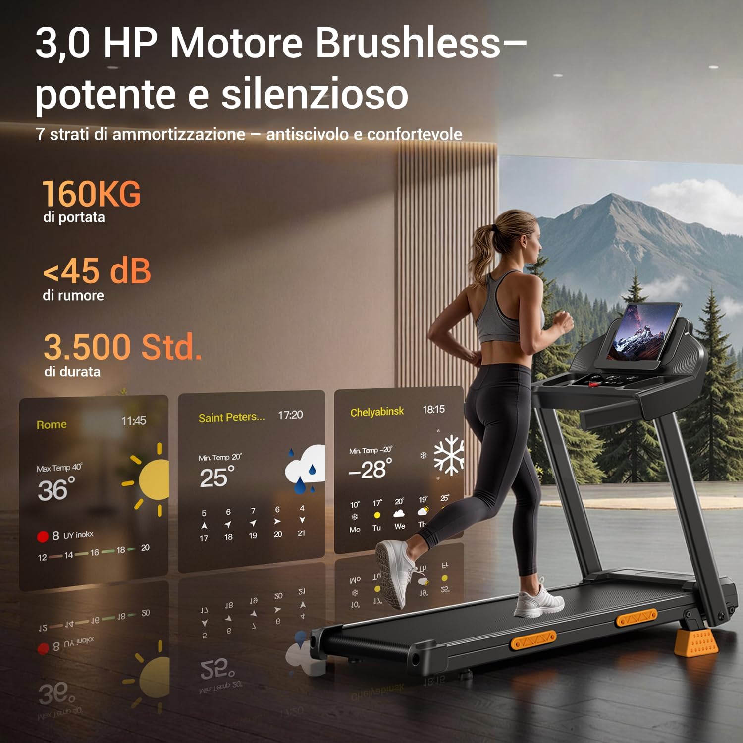 Thumbnail 5 de CURSOR FITNESS CURSOR Tapis Roulant Salvaspazio con inclinazione 15% – allenamento domestico versatile