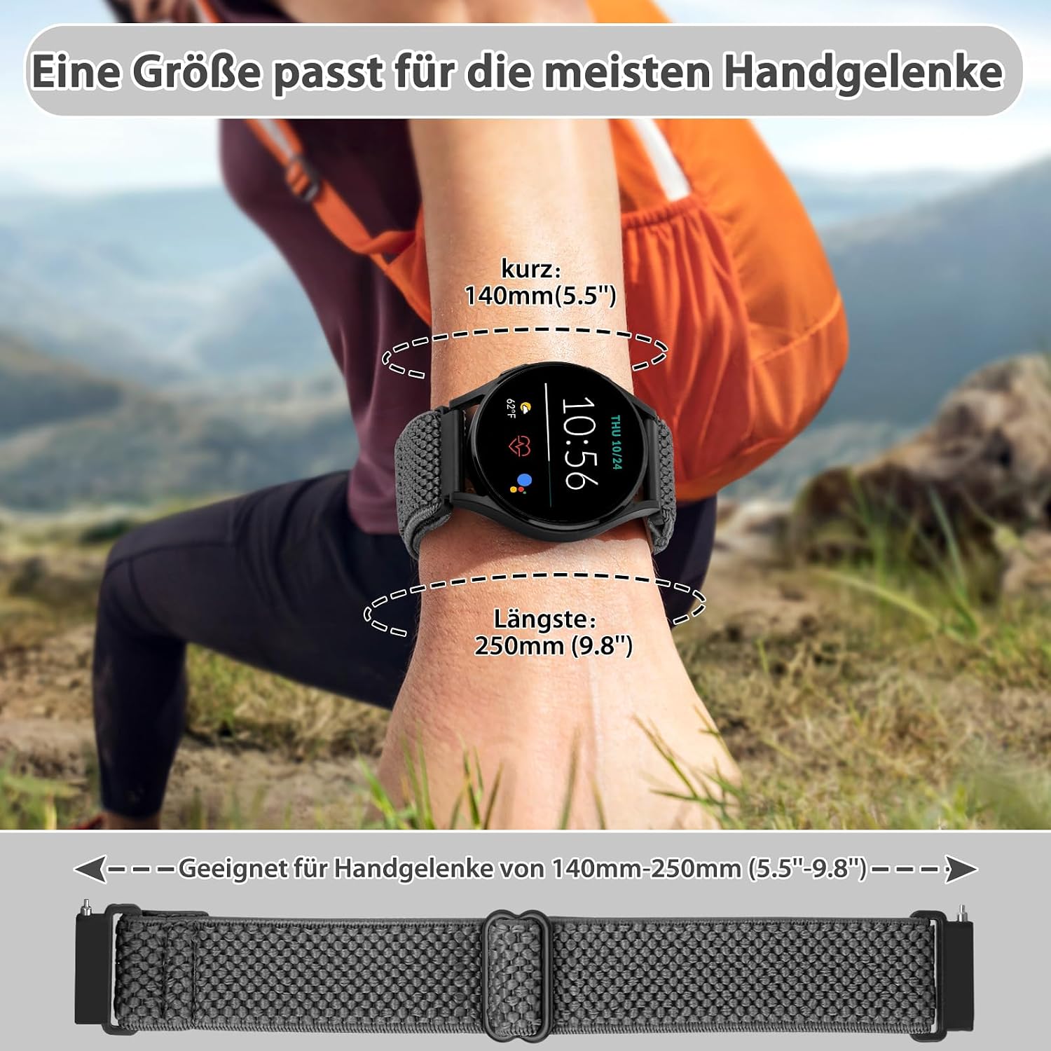 Thumbnail 4 de SHIJZWD elastisches Uhrenarmband mit Schnellverschluss (16–24 mm) – Nylon-Loop für Sport & Alltag