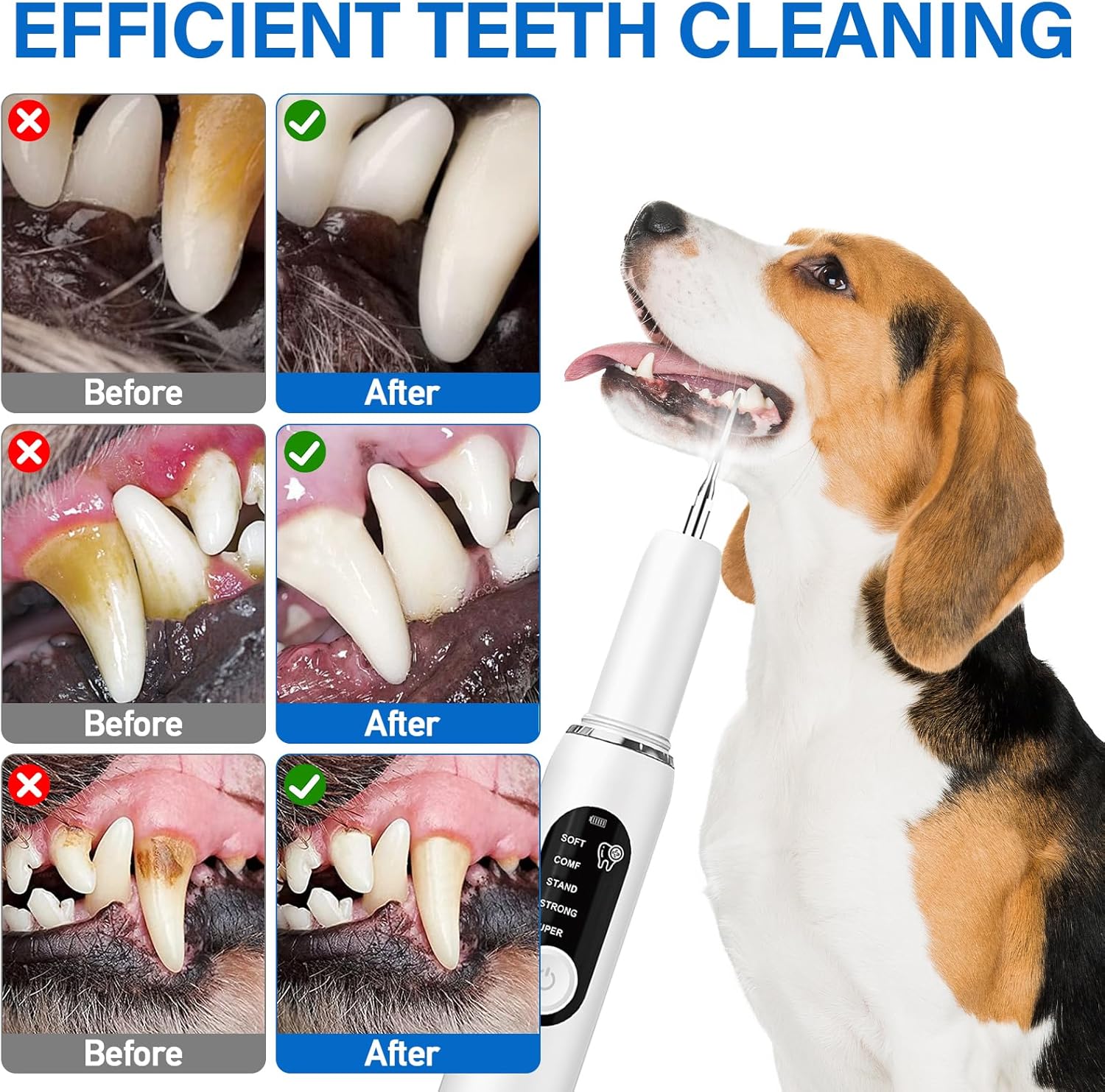 Thumbnail 3 de Collazoey Kit Pulizia Denti per Cani e Gatti con spazzolino a ultrasuoni 5 modalità e LED