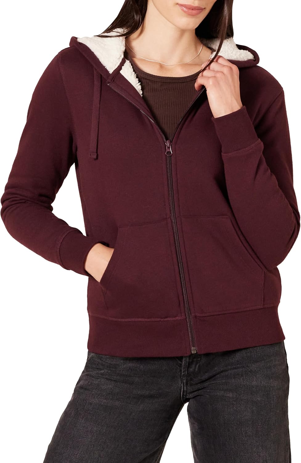 Thumbnail 5 de Veste à capuche zippée doublée en Sherpa pour femme Amazon Essentials