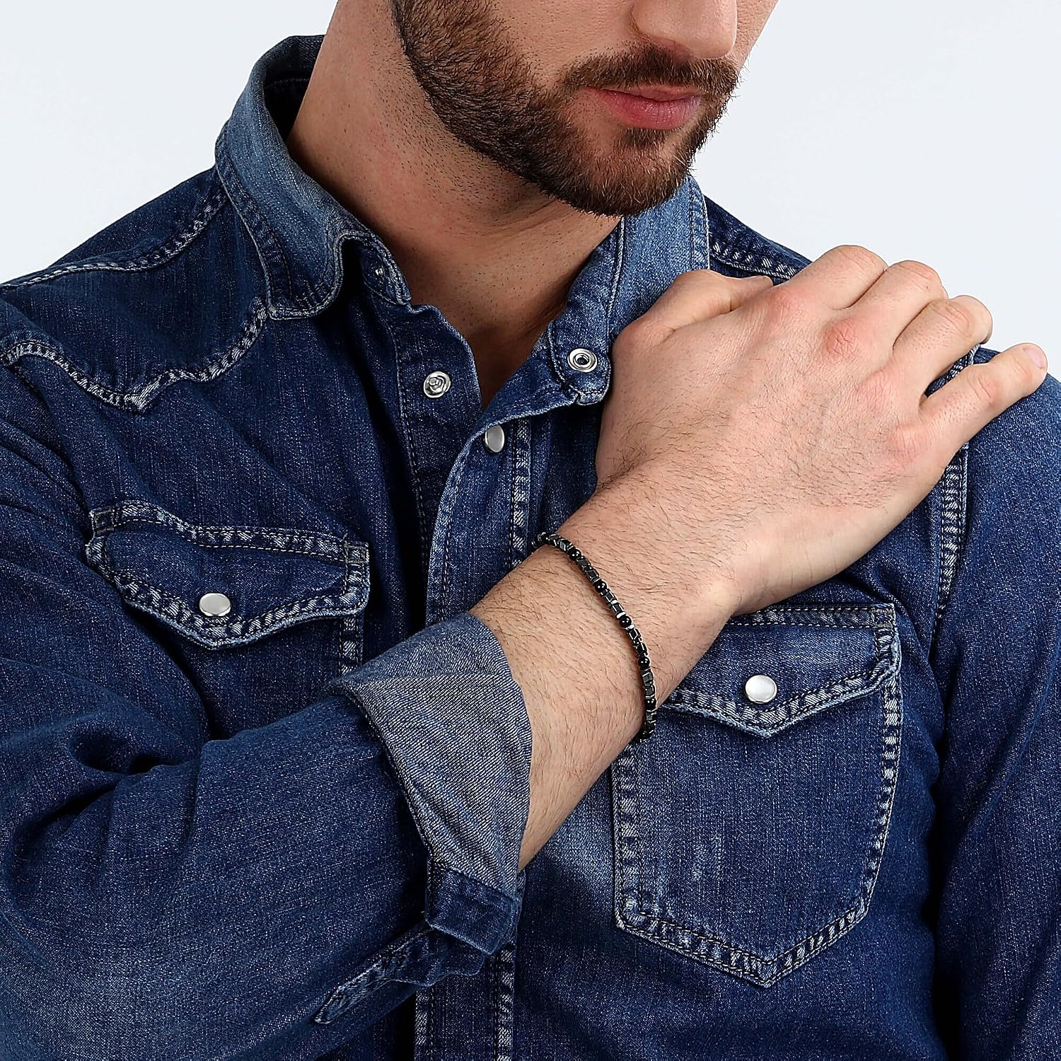Detalle 2 de Sector No Limits Basic Bracciale Uomo in acciaio, smalto, ematite, agata nera – SZS97