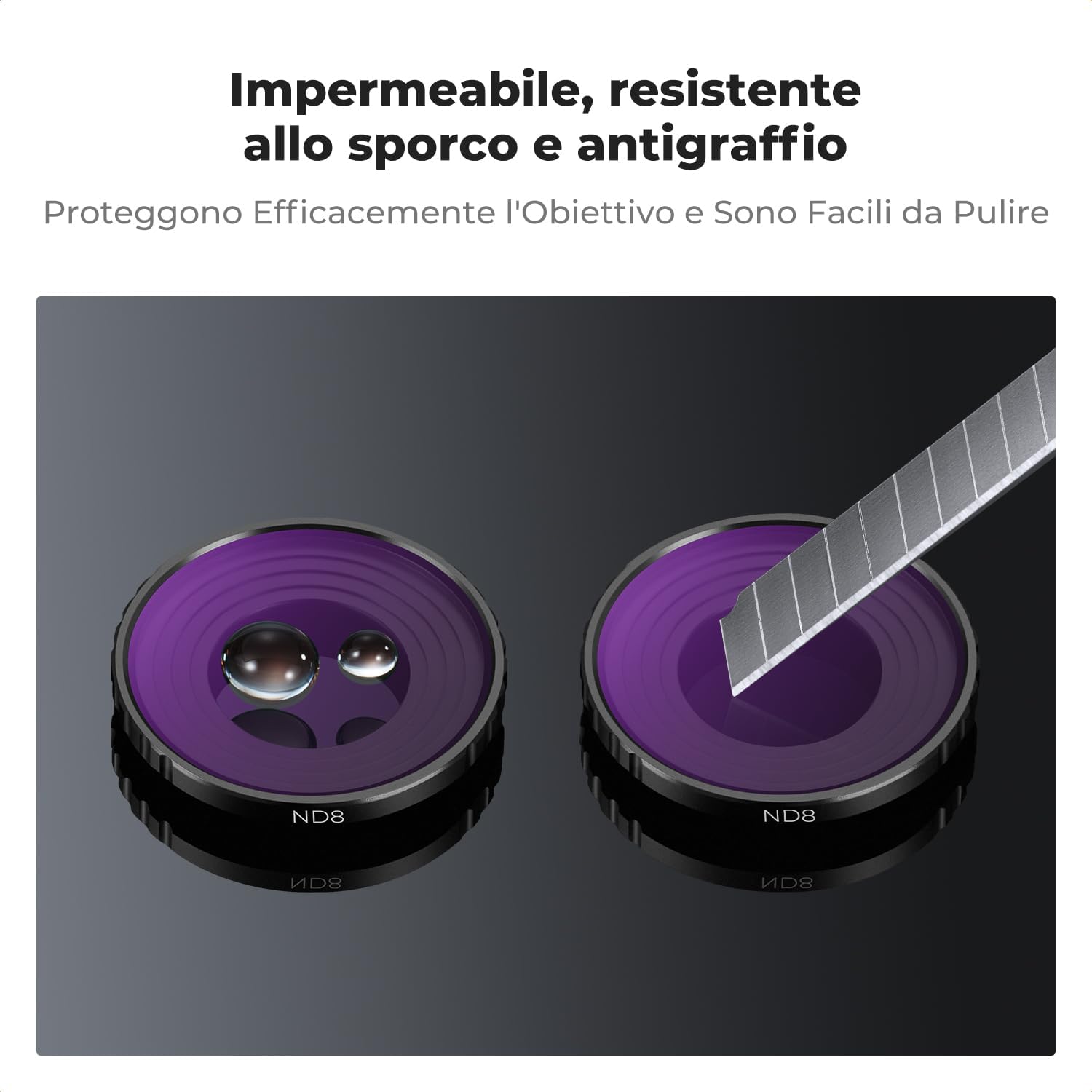 Detalle de K&F Concept Filtro ND8 (3 Stop) per DJI Osmo Action 5 Pro/Osmo Action 4 – Vetro AGC e 28 Strati Multistrato