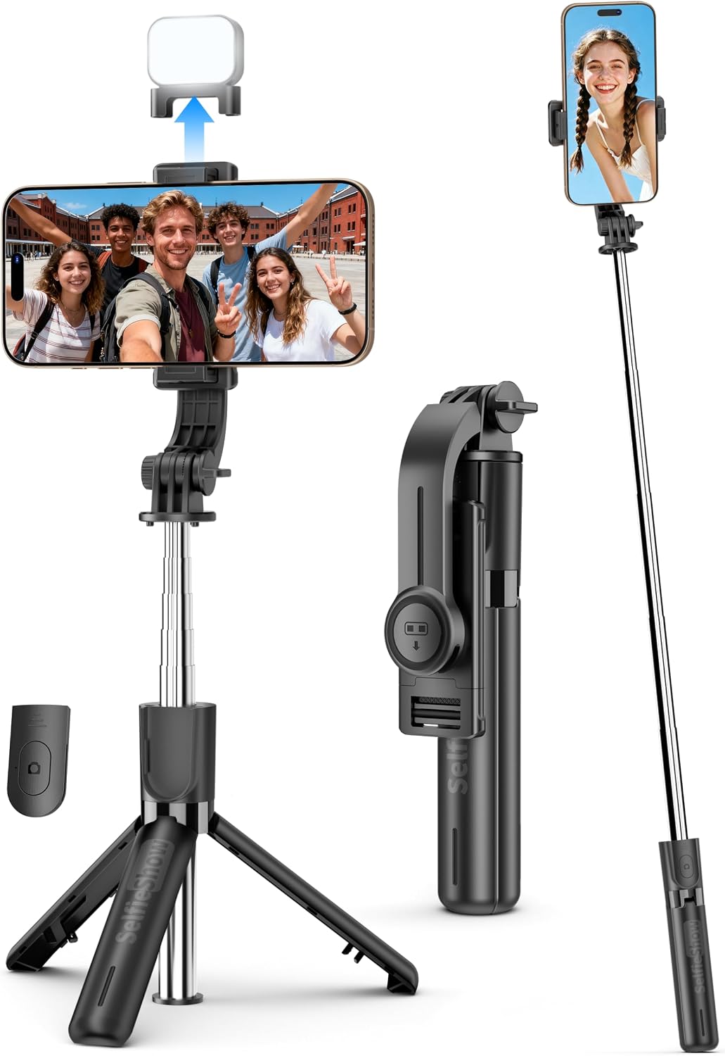 Detalle de SelfieShow F01S Selfie Stick Tripod with LED Fill Light and Remote