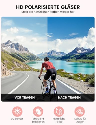 Detalle de Lamicall Schnelle Brille: Polarisierte Sportbrille aus TR-90, 24 g