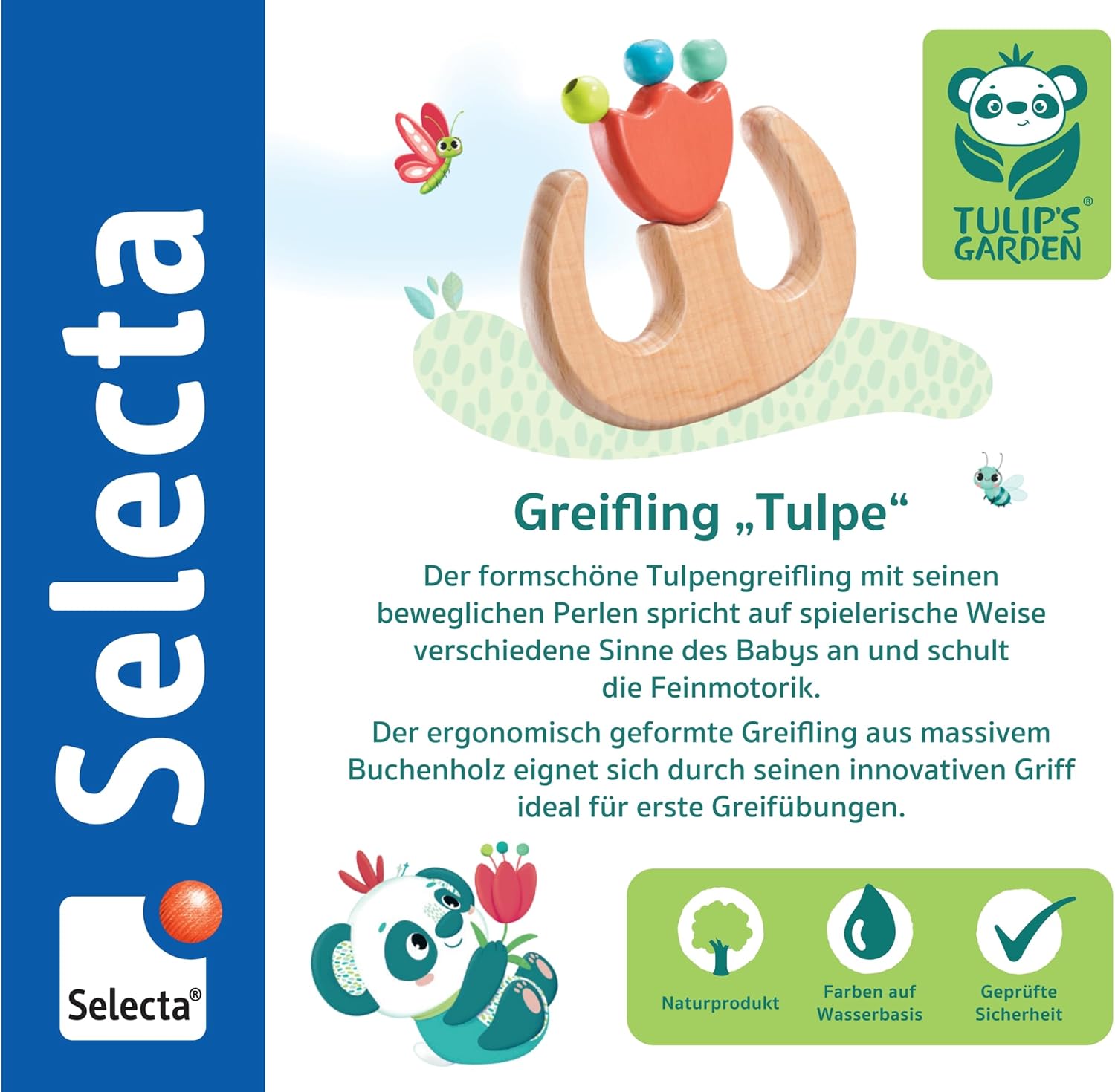 Thumbnail 1 de Selecta 61074 Tulips Garden Greifling Tulpe aus Holz – 9,5 cm
