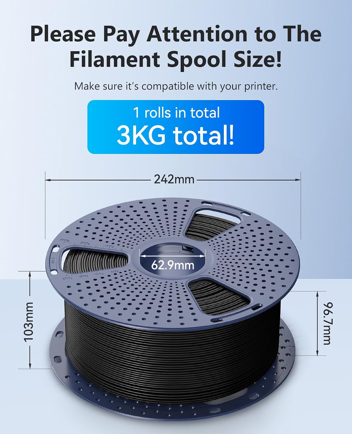 Thumbnail 1 de JAYO PLA Filament 3KG 1.75mm Black — Large Spool, Neatly Wound and Clog-Free