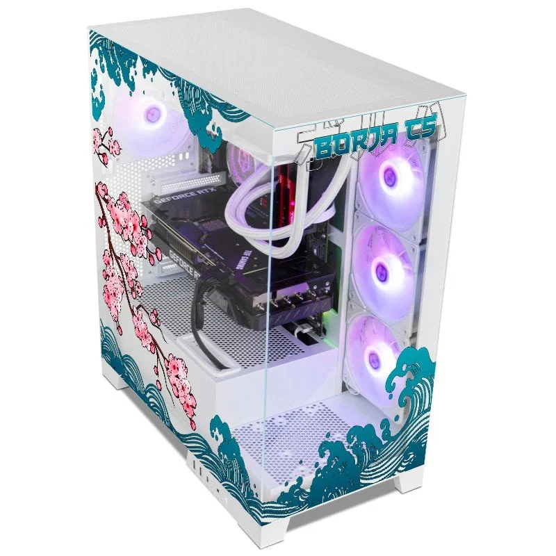 Detalle 2 de Nox Hummer Glock ARGB Semitorre ATX con Cristal Templado (Blanca) – Versatilidad y presencia para setups XXL