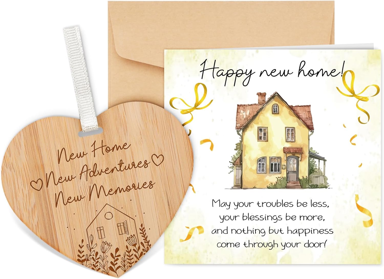 Detalle 2 de Welsky new home card set with wooden heart