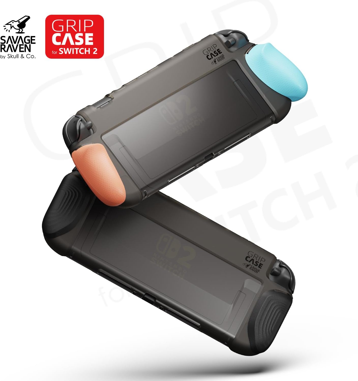 Detalle de Savage Raven GripCase für Nintendo Switch 2 – Dockables Soft Case mit austauschbaren Griffen, Neon Blau/Rot