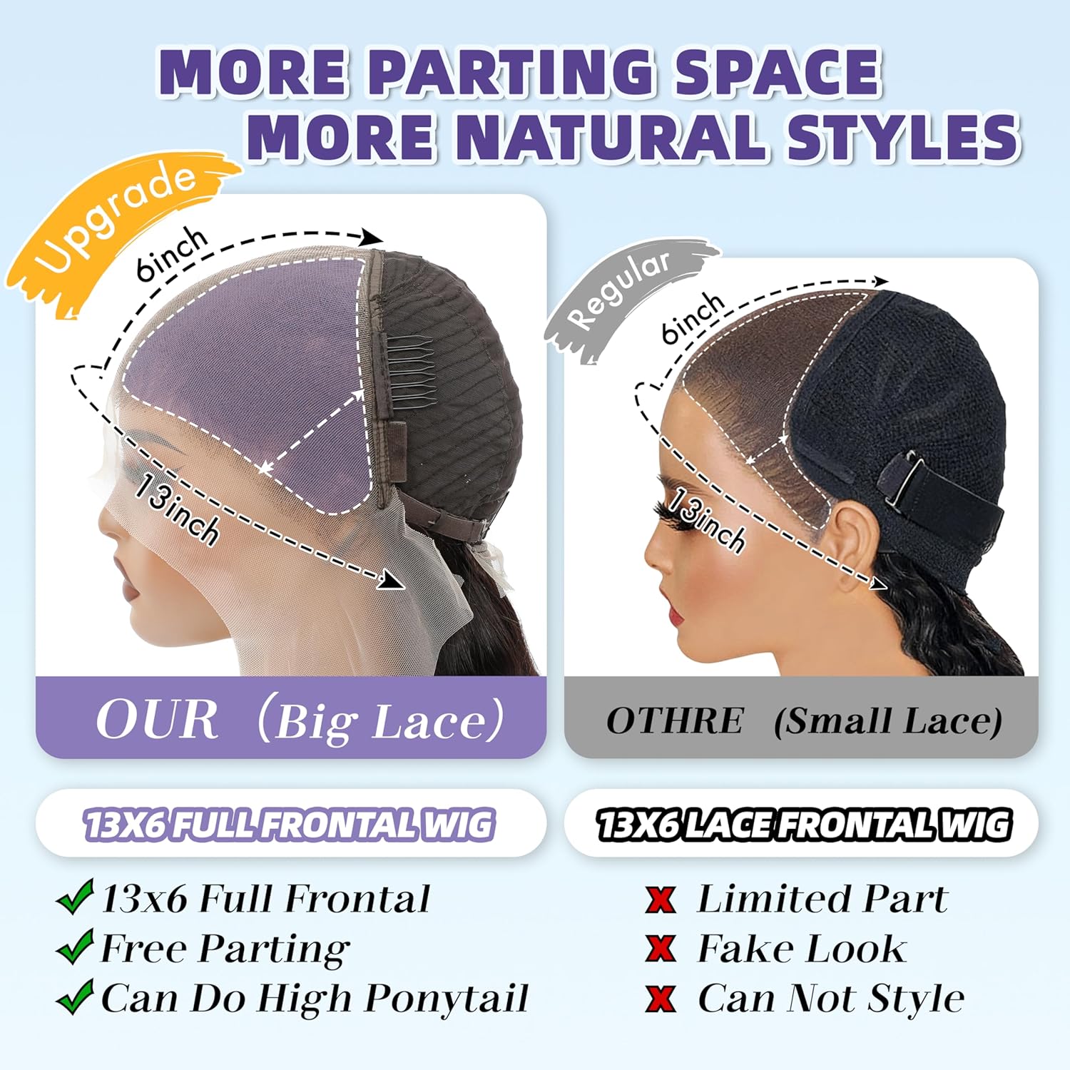 Thumbnail 5 de Sferona 30 Inch 13x6 Lace Front Human Hair Wigs, Body Wave, 200% Density, Glueless Pre Plucked Frontals