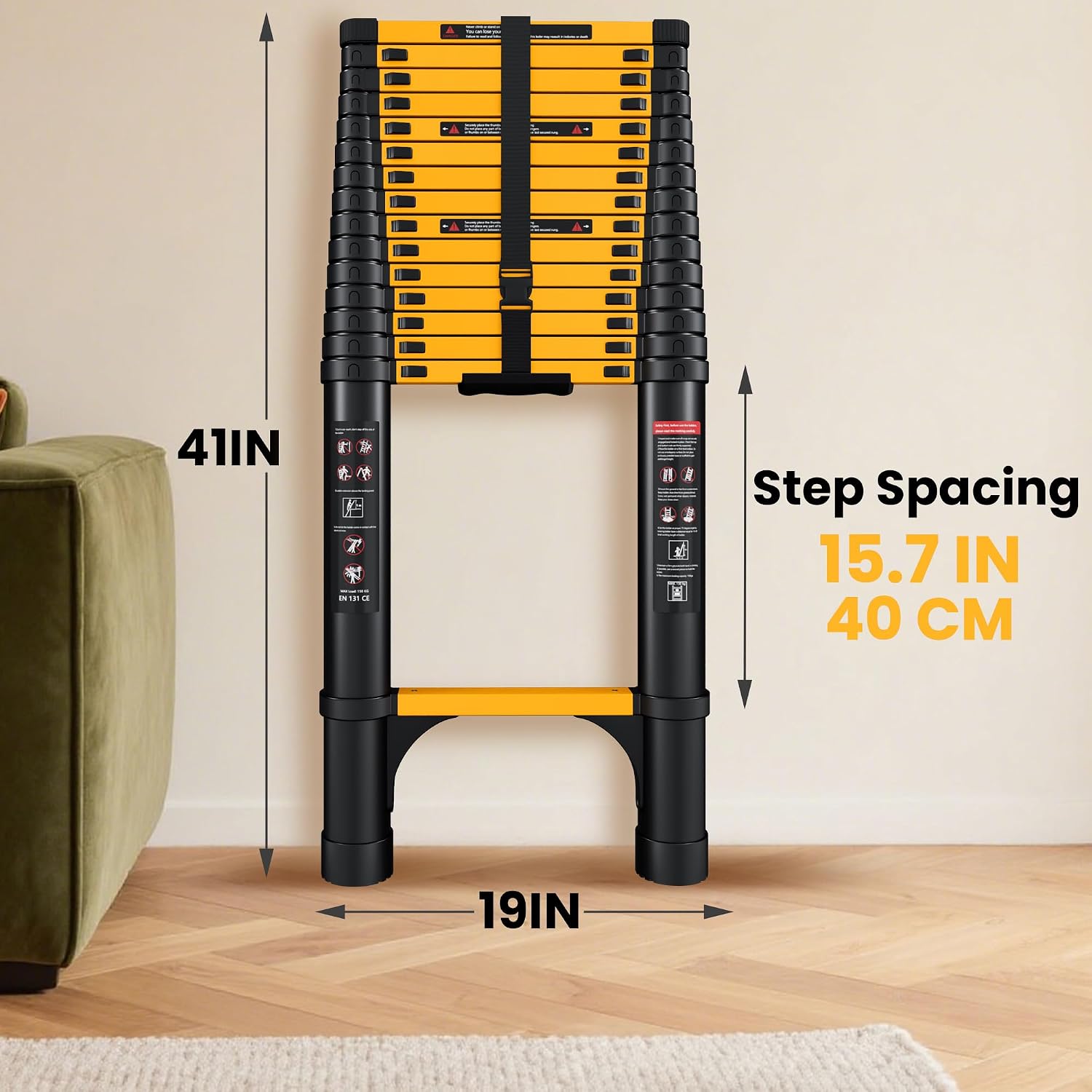 Detalle 2 de SINMEIRUN Telescoping Ladder 20.3 ft