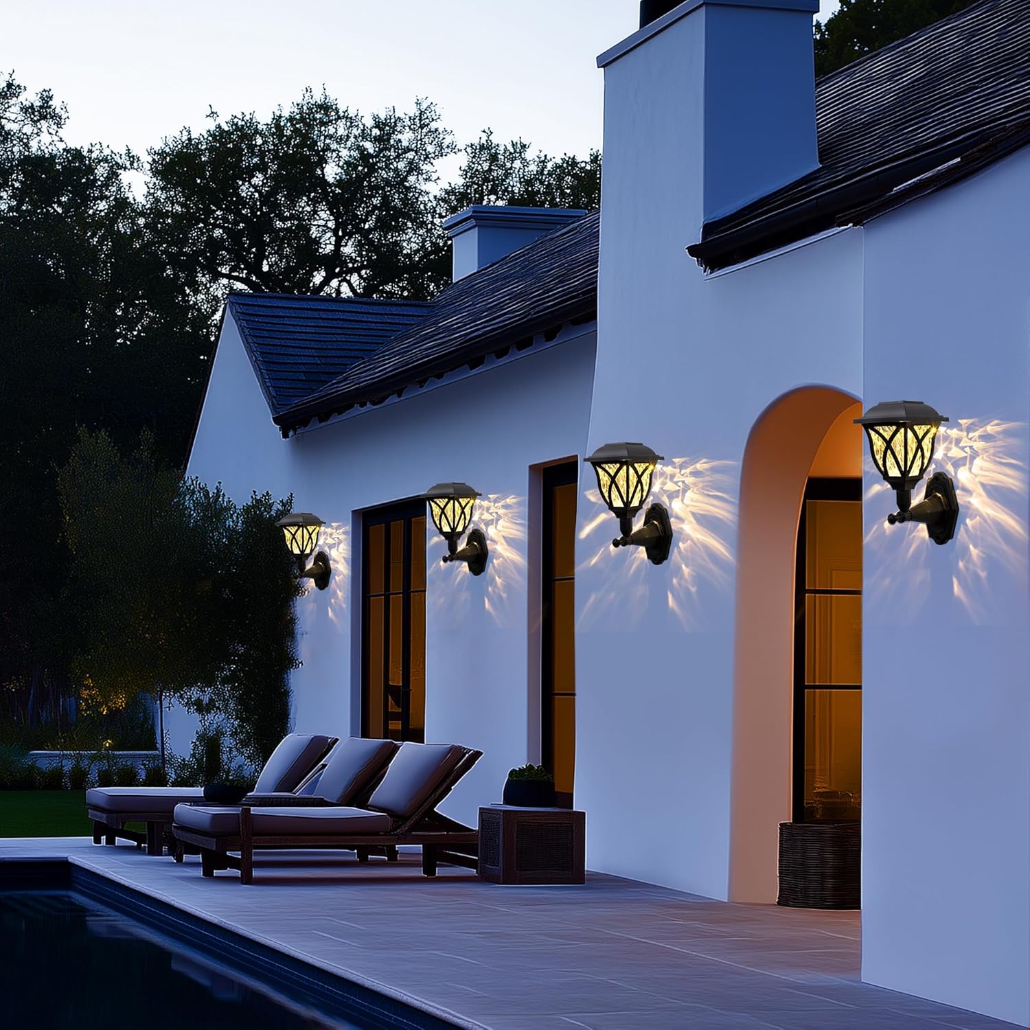 Thumbnail 5 de Solpex Solar Outdoor Garden Wall Lights (2 Pack) with Waterproof Design and Warm White Glow