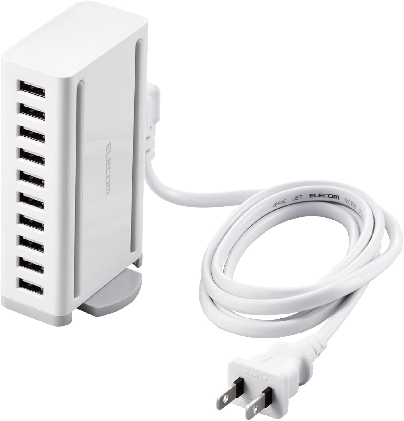 Detalle de エレコム EC-ACD04WH USB充電器 USB-A×10 合計最大60W・自動充電対応