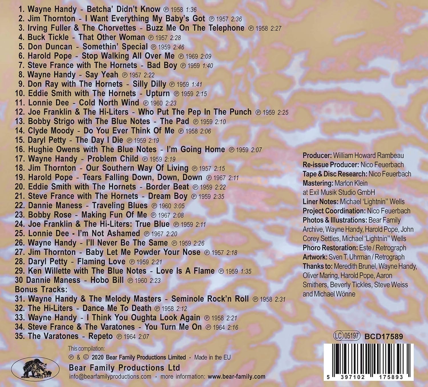 Detalle 2 de BCD17589 Vol. 33 Rockabilly & Rock ’n’ Roll CD from Renown & Hornet Records