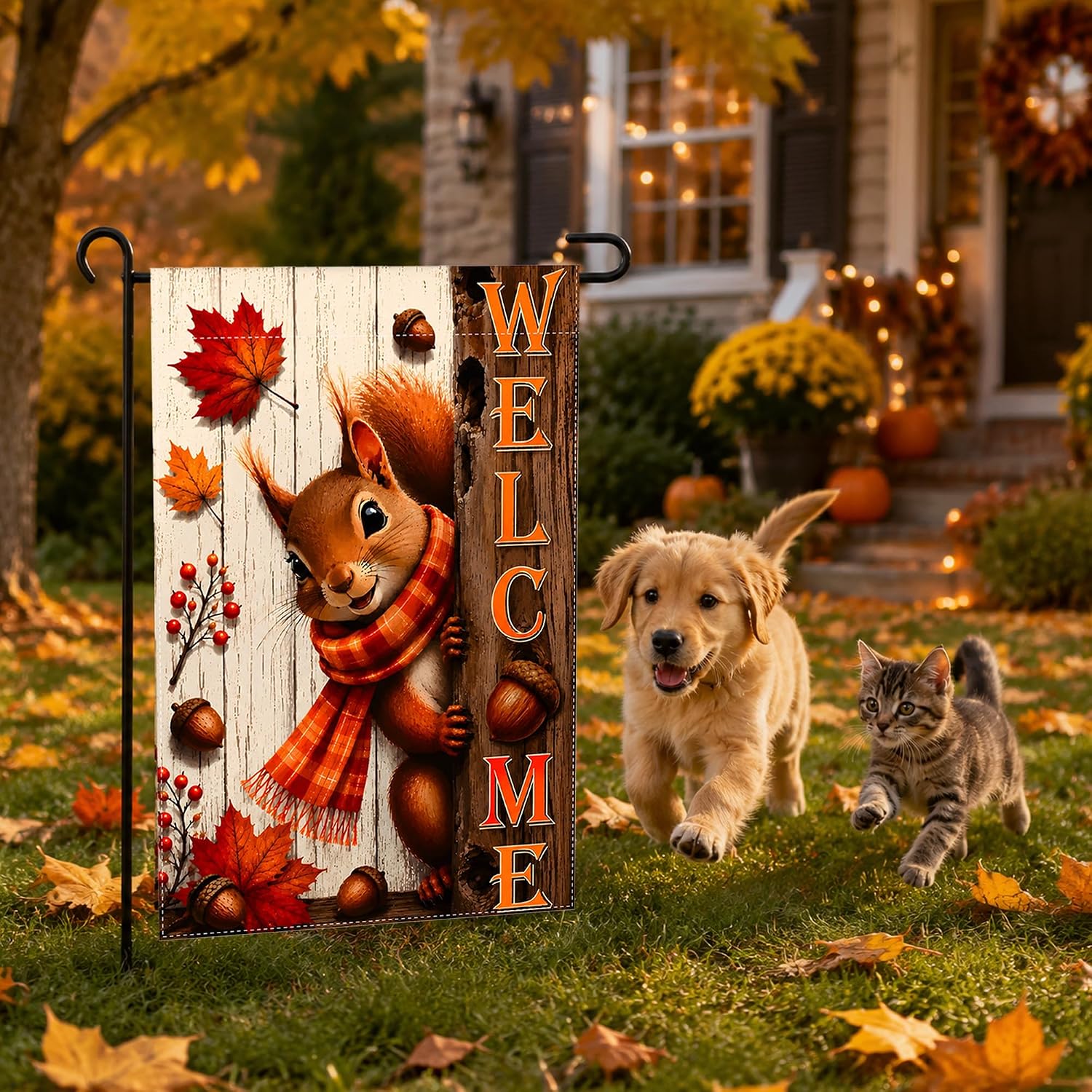 Thumbnail 6 de OHOME Fall Squirrel Welcome Garden Flag, Double-Sided 12 x 18-Inch Polyester