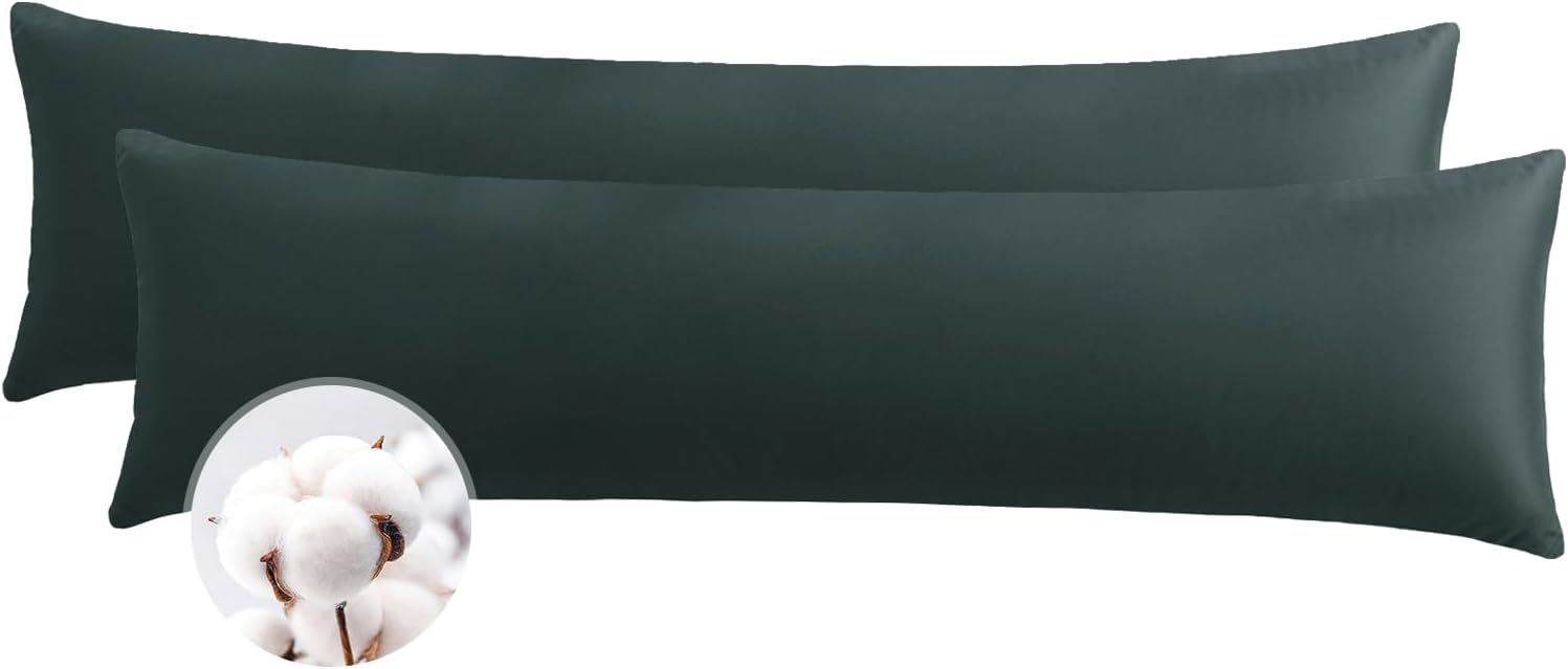 Detalle de Aisbo Seitenschläferkissen Bezug 40 x 145 aus Baumwolle – 2er-Set Anthrazit/Grau mit Reißverschluss