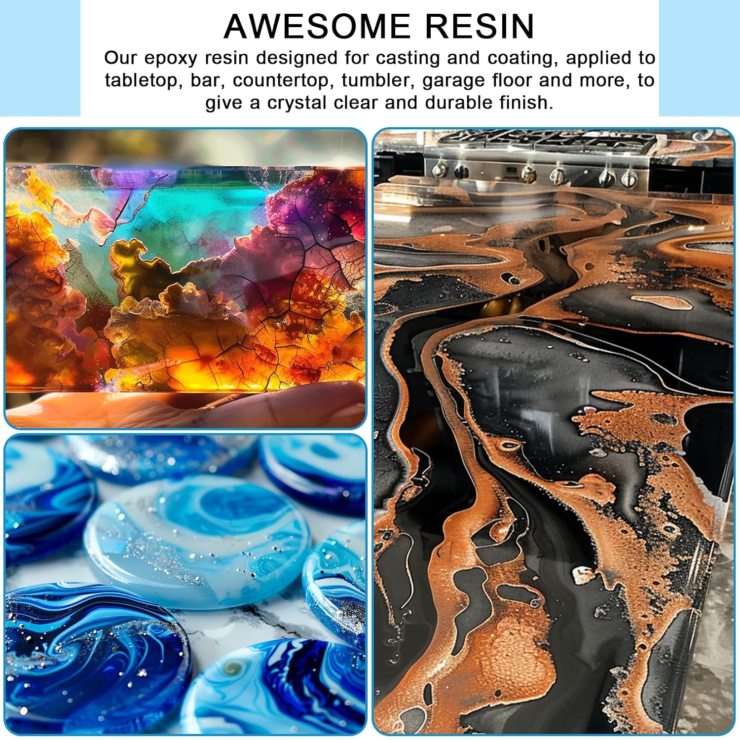 Thumbnail 6 de Epoxy Resin Crystal Clear Coating Kit 1135g 1:1