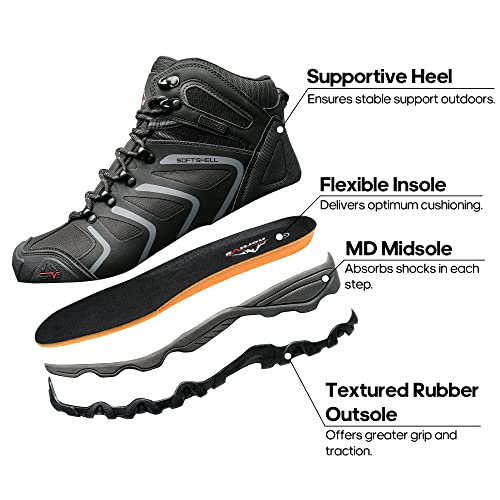 Detalle 1 de NORTIV 8 Armadillo Herren-Wanderschuhe, wasserdicht, Schwarz/Grau, 43W