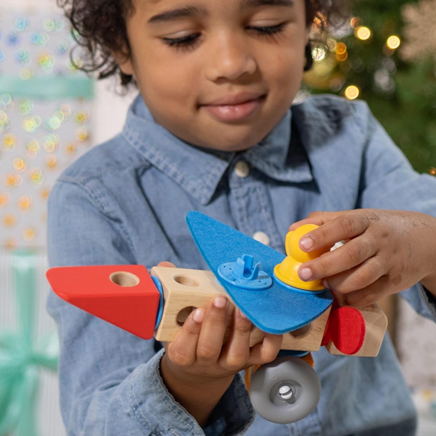 Detalle de Melissa & Doug Blockables Fahrzeuge Bauset (54-teilig) mit Holzbausteinen für Kinder ab 2 Jahren