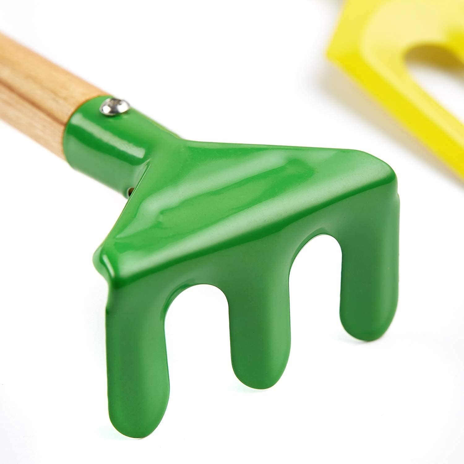 Detalle de Aptoper Kids Gardening Tools Set: 8" Beach Sandbox 5-Piece Metal Tools with Wooden Handles