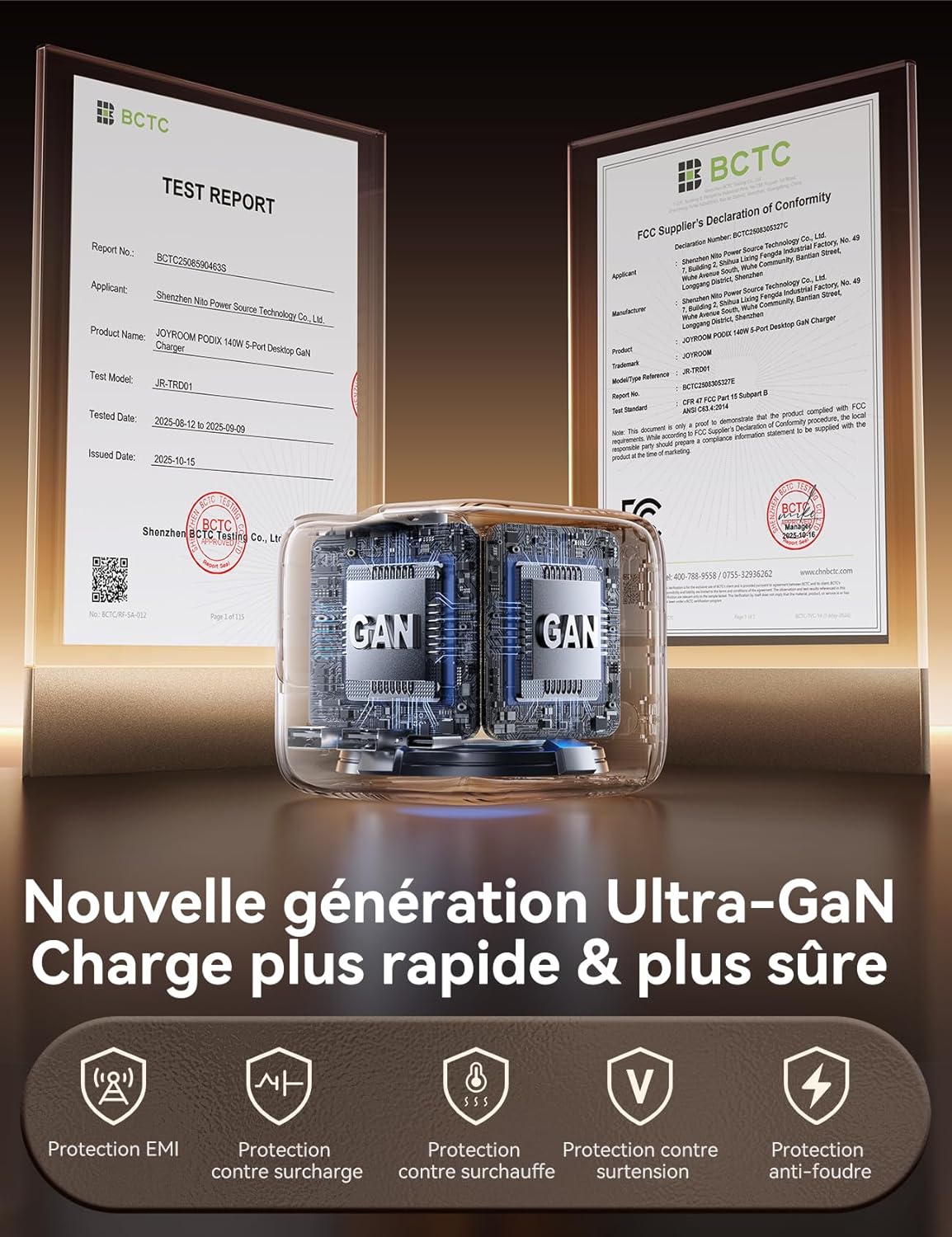 Thumbnail 6 de Station de recharge JOYROOM PODIX 5‑in‑1 140W GaN avec écran 1,54" et double câble rétractable 100W