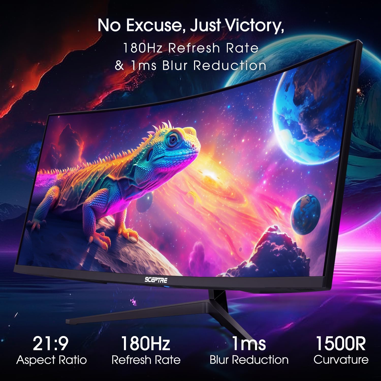 Thumbnail 3 de Sceptre 34-Inch Curved Ultrawide WQHD Monitor (3440 x 1440, R1500) — Up to 180Hz with Dual DisplayPort and Built-in Speakers