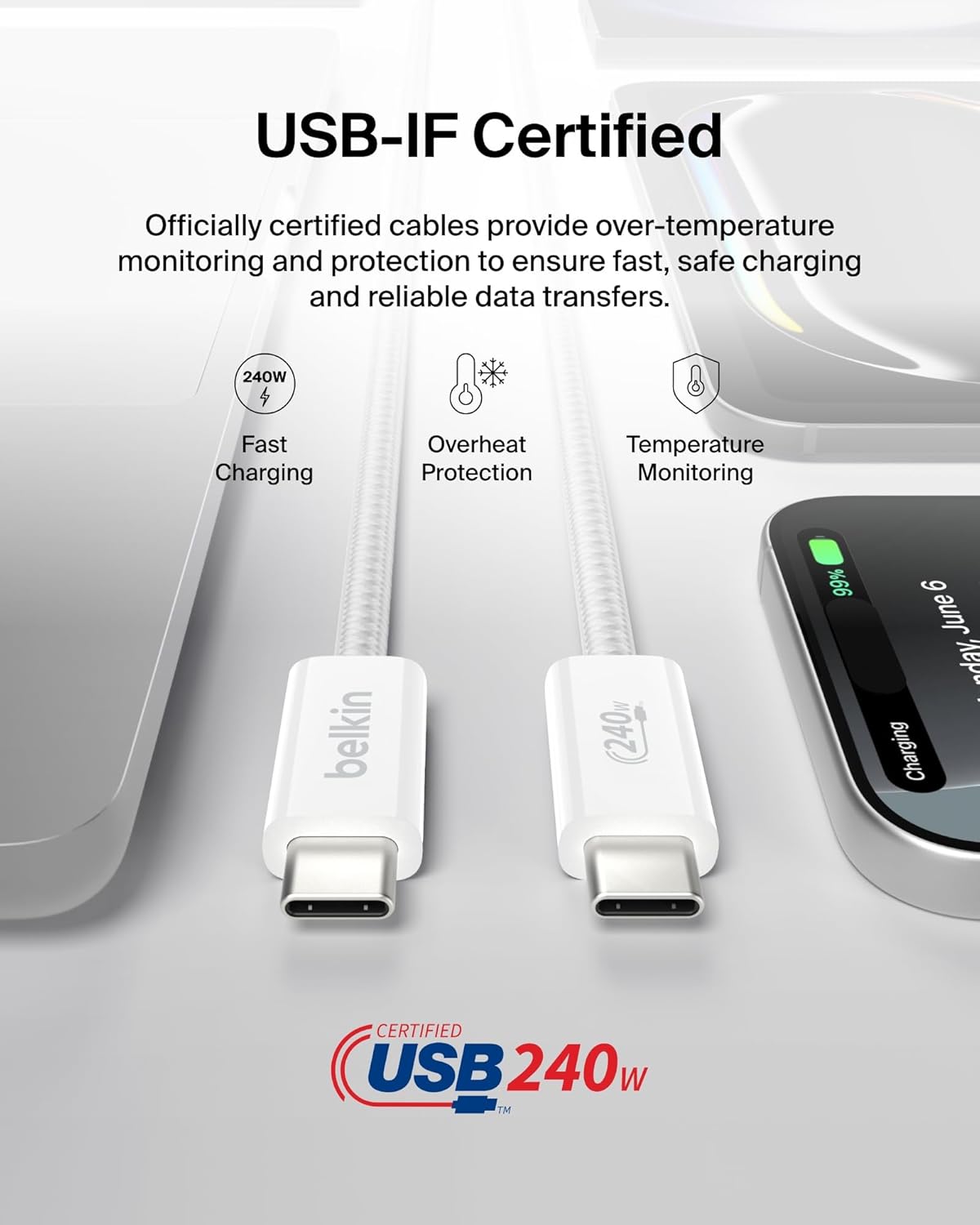 Thumbnail 5 de Belkin 2-Pack Braided USB-C to USB-C 5ft 240W