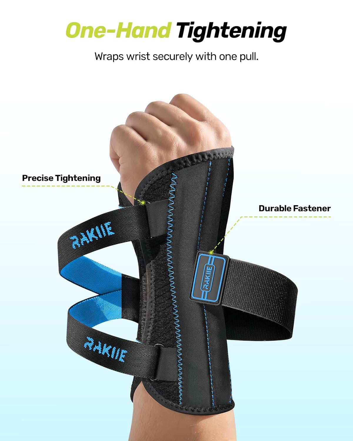 Detalle de Rakiie ESP016 Carpal Tunnel Wrist Brace, Right Hand, Medium, Blue