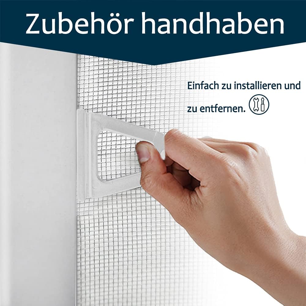 Thumbnail 3 de UISEBRT Insektenschutz Fliegengitter Fenster mit Alurahmen – 120×140 cm, Weiß (ohne Bohren, kein Schrauben)