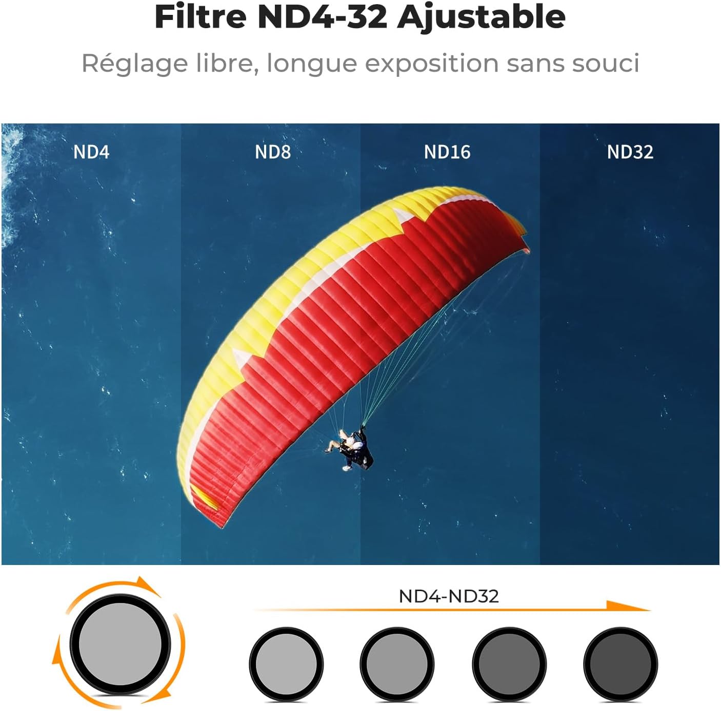 Detalle de K&F CONCEPT Kit de 3 filtres ND/CPL pour Osmo Action 6