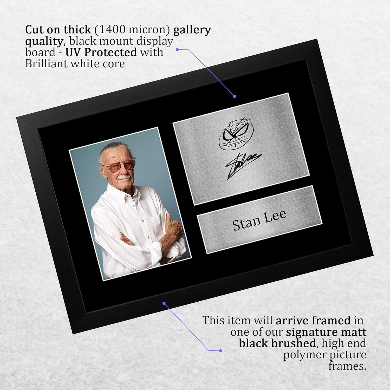 Thumbnail 2 de HWC Trading A4 FR Stan Lee Marvel framed autograph print (A4 black polycarbonate frame)