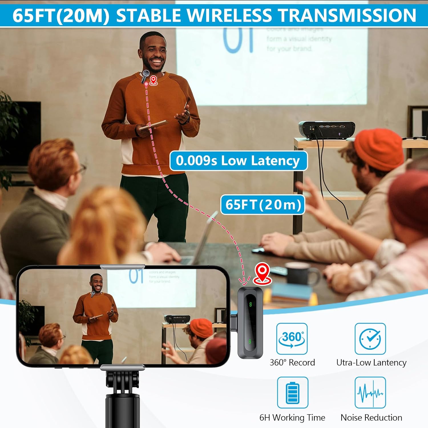 Detalle 2 de Utsund K3 Wireless Lavalier Microphones, 2-Pack with Noise Reduction