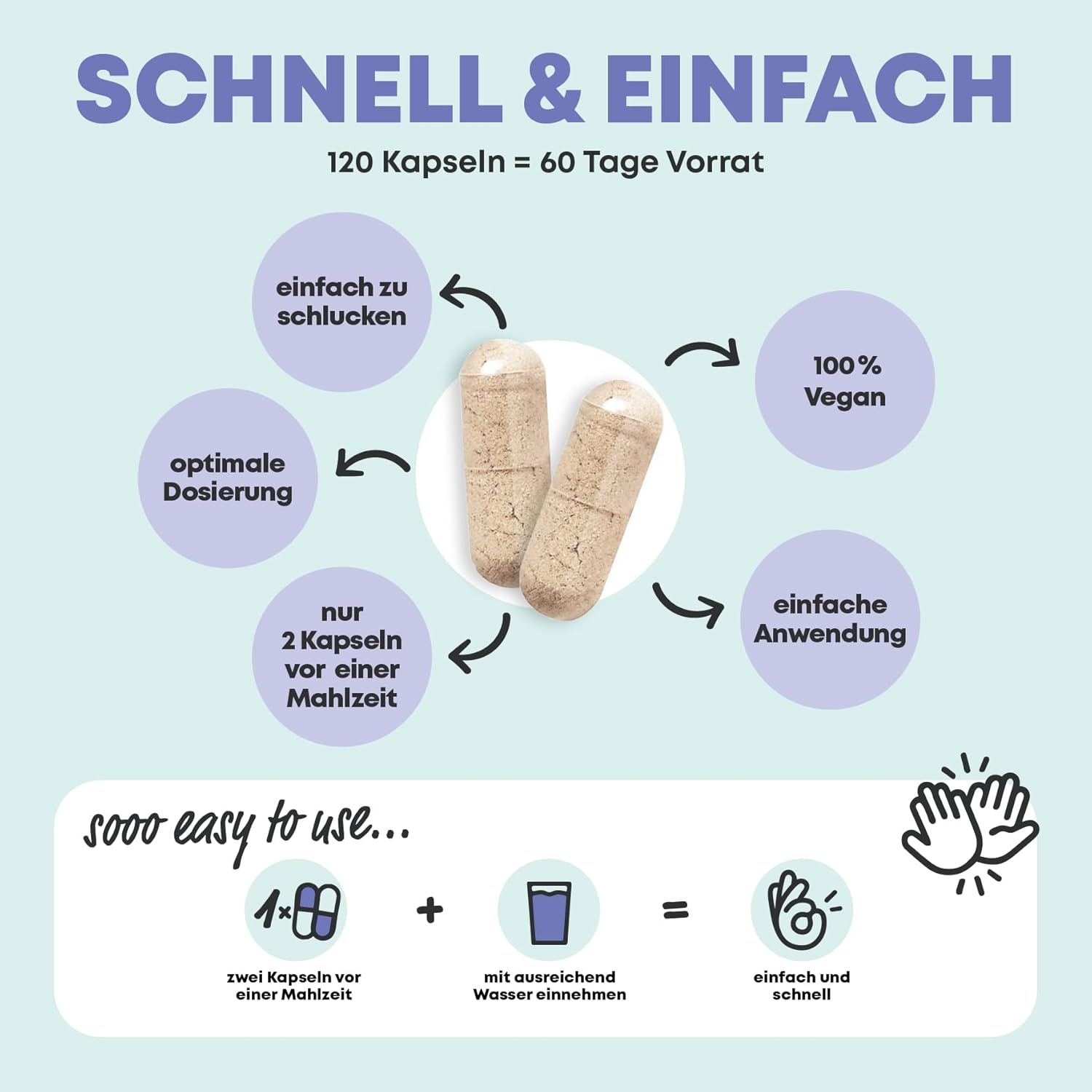Thumbnail 1 de Vegan Complex – Vitamin B12, K2, D3, Eisen, Zink, Selen & Omega-3 (120 Kapseln) für Veganer & Vegetarier
