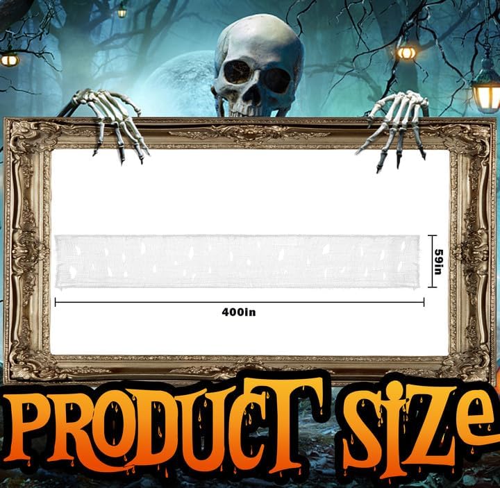 Detalle 2 de Tlswshsy Tlswshsy1 Halloween Creepy Cloth, 400 x 59-Inch White Gauze