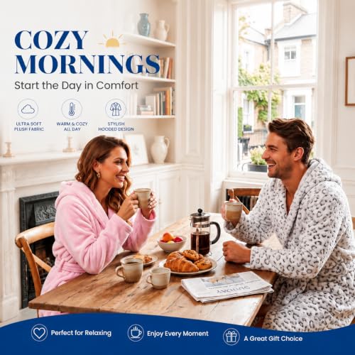 Thumbnail 6 de RONGTAI Womens Dressing Gown Fleece Plush Warm Long Hooded Robes