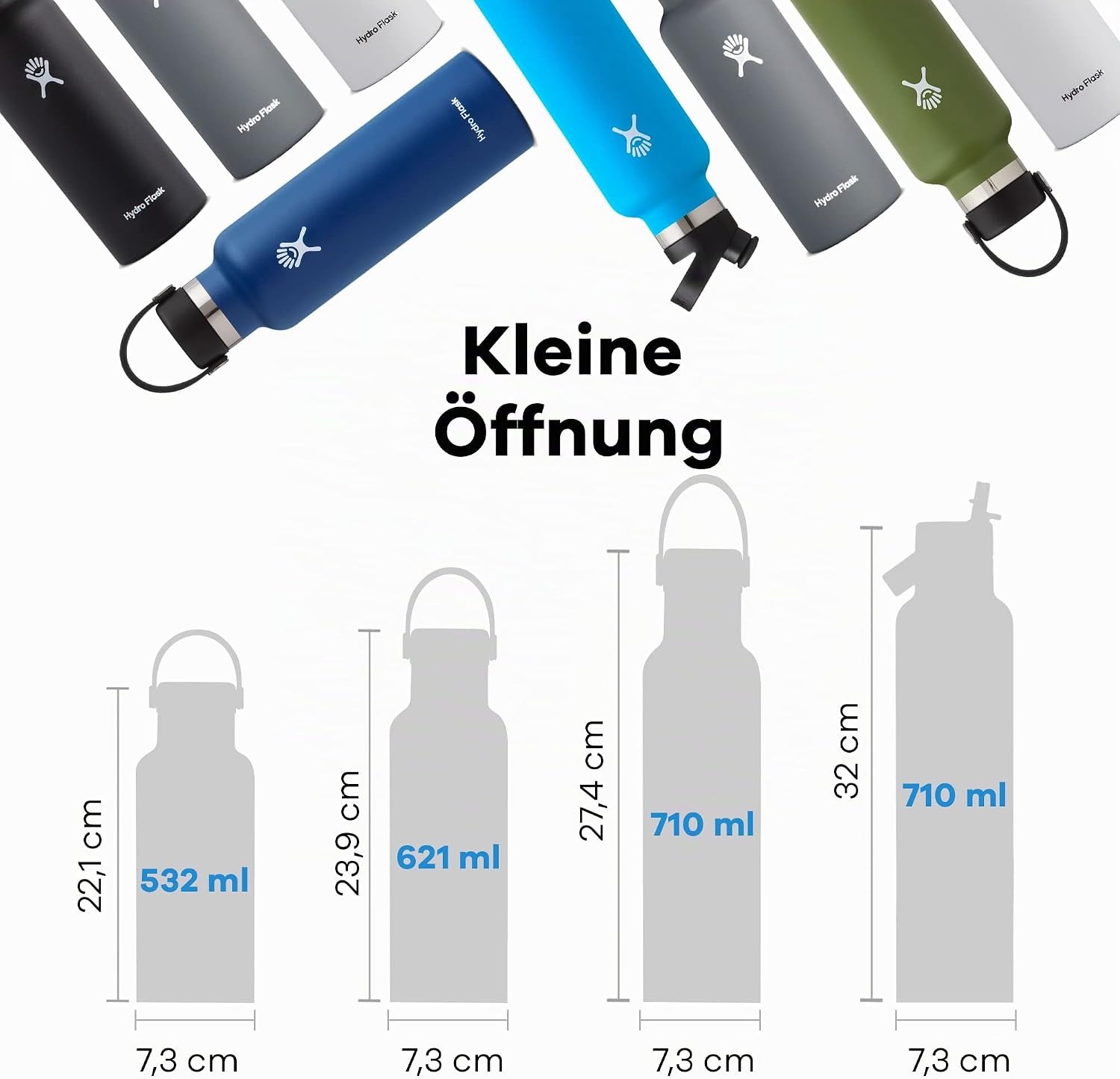 Detalle de Hydro Flask Wasserflasche 709 ml – vakuumisoliert, auslaufsicherer Deckel, Standardmundöffnung, Schwarz