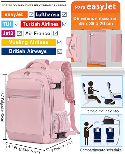 Detalle 2 de KLOSTAIN Mochila de cabina 45x36x20 cm, 30L para EasyJet y viaje diario
