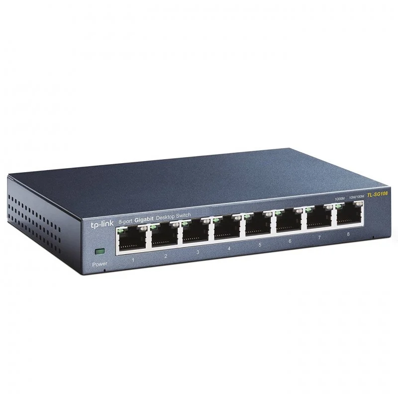 Detalle de TP-Link TL-SG108 V3: Switch 8 Puertos Gigabit para red estable y eficiente
