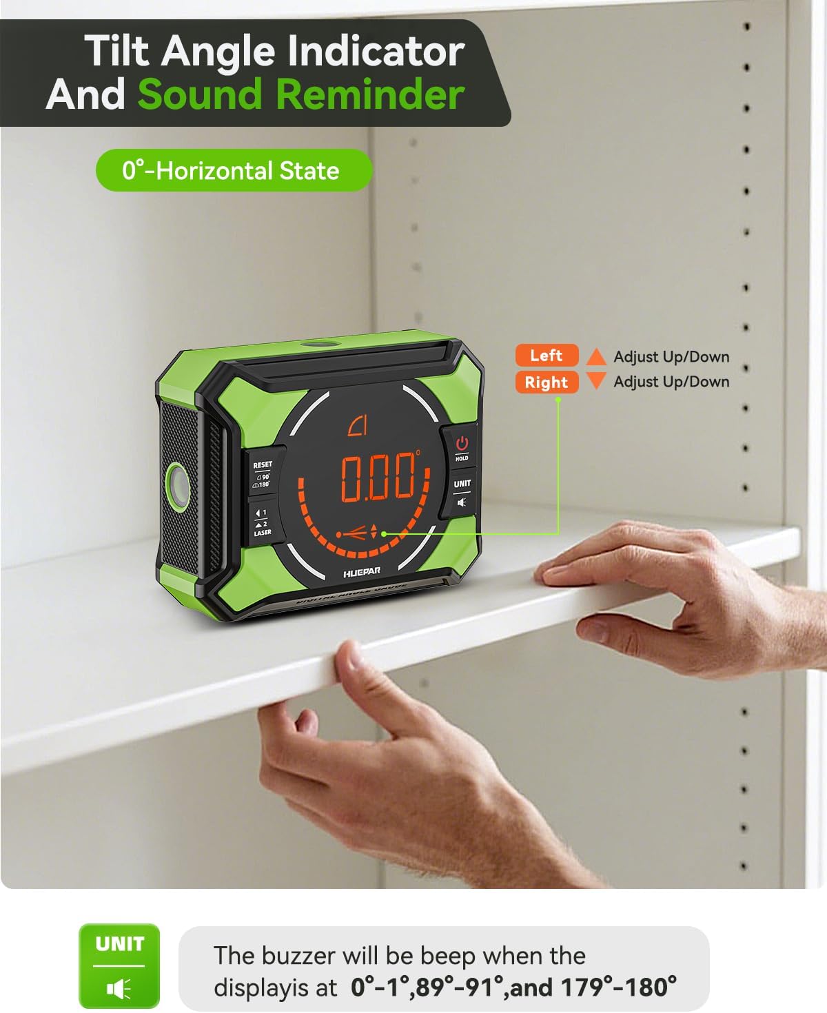 Thumbnail 6 de Huepar Rechargeable Digital Angle Finder with Laser, 2×180°/4×90°