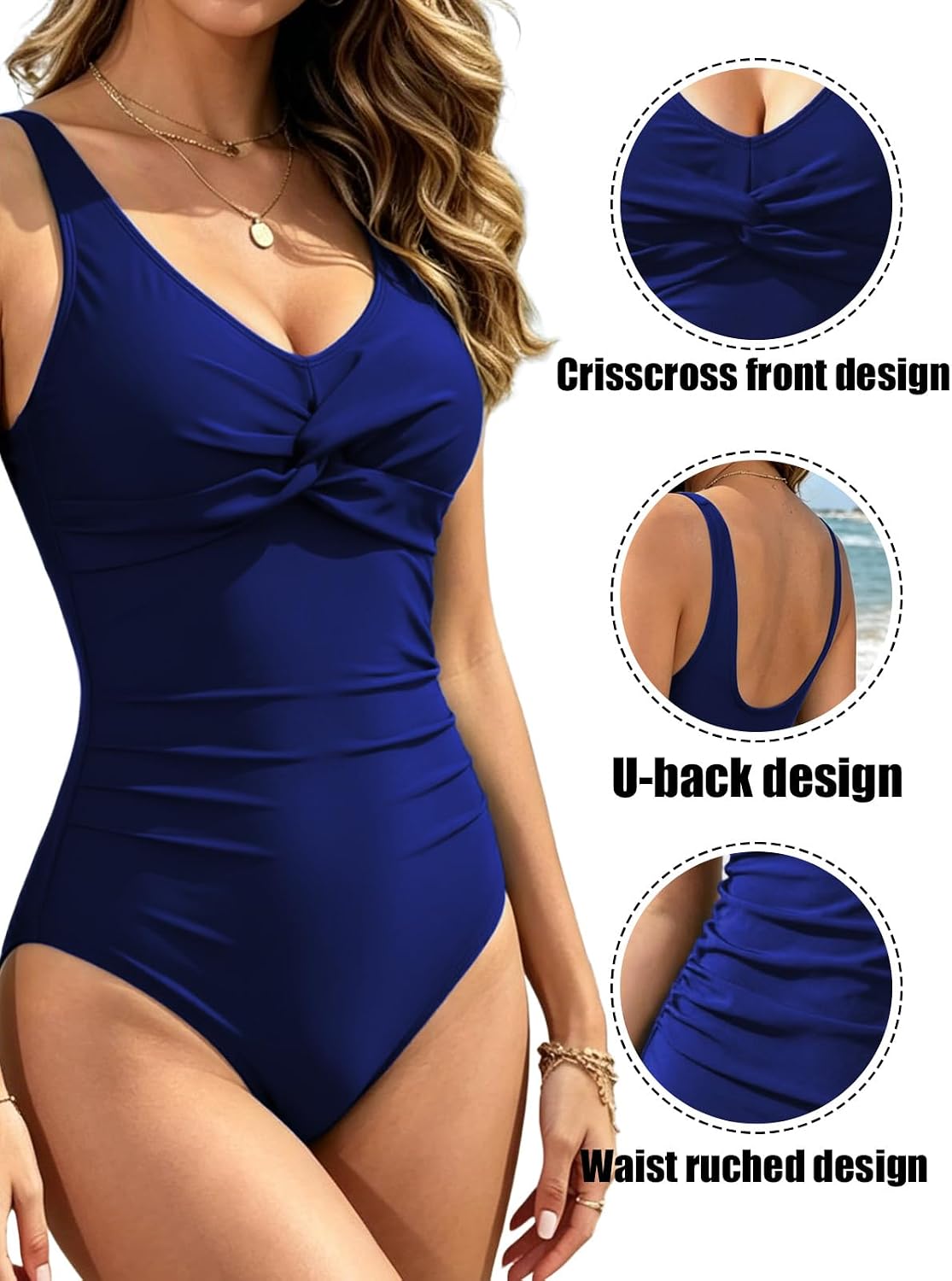 Detalle de NLAND Costume Intero Donna da Contenitivo Push Up a Vita Alta con Scollo a V