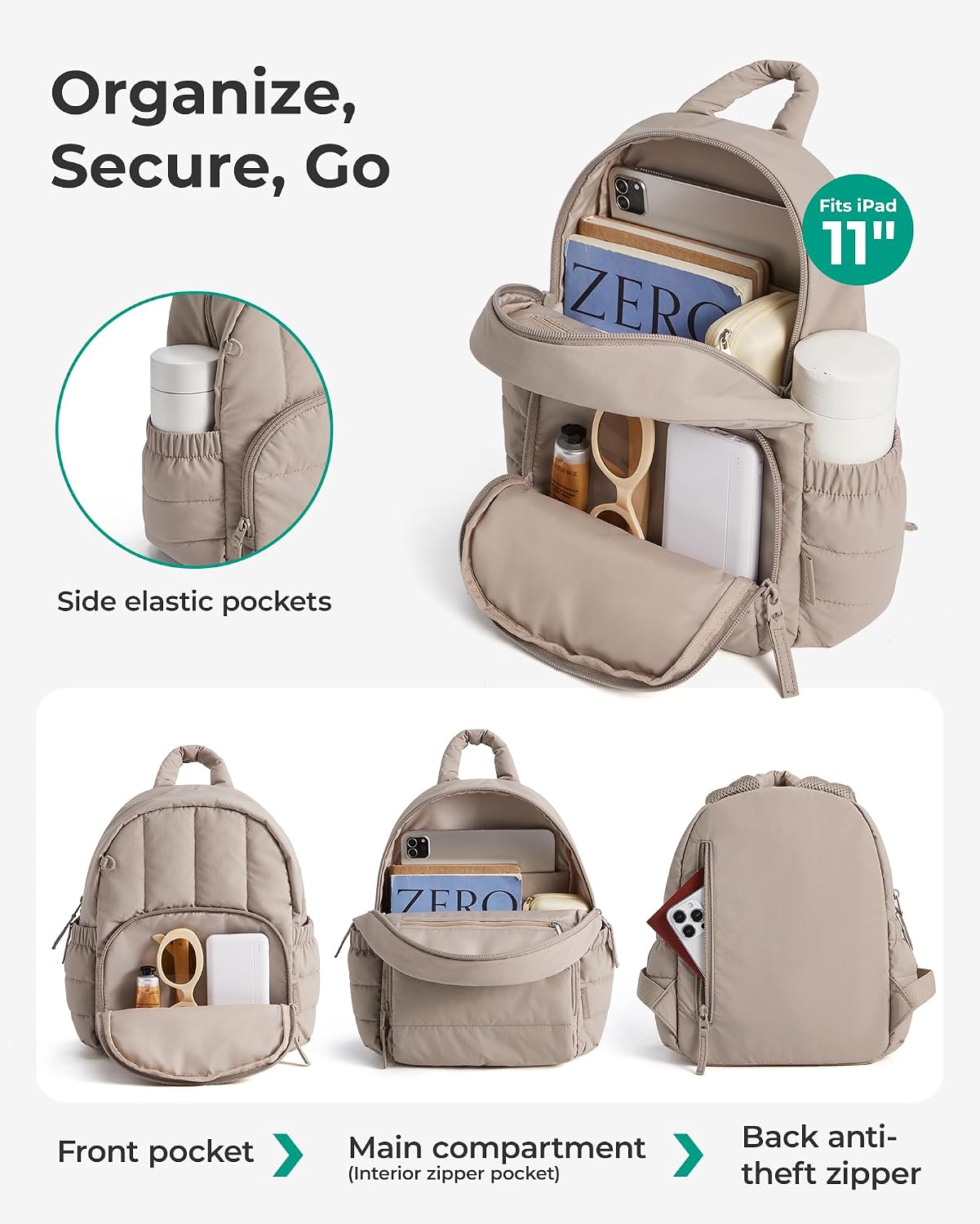 Thumbnail 2 de Bagsmart Mini Sling: Lightweight Quilted Backpack for Women