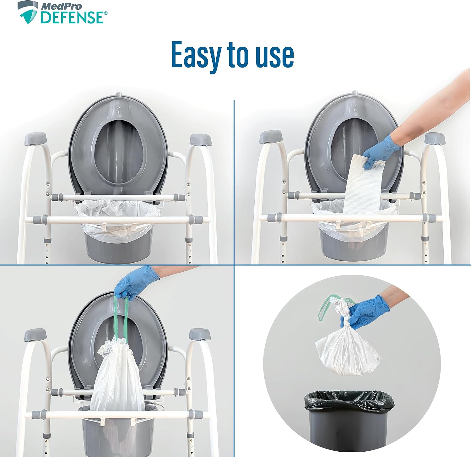Detalle de MedPro ZORBI Disposable Commode Liners with Absorbent Pad, 100% PCR Plastic, 20 Count