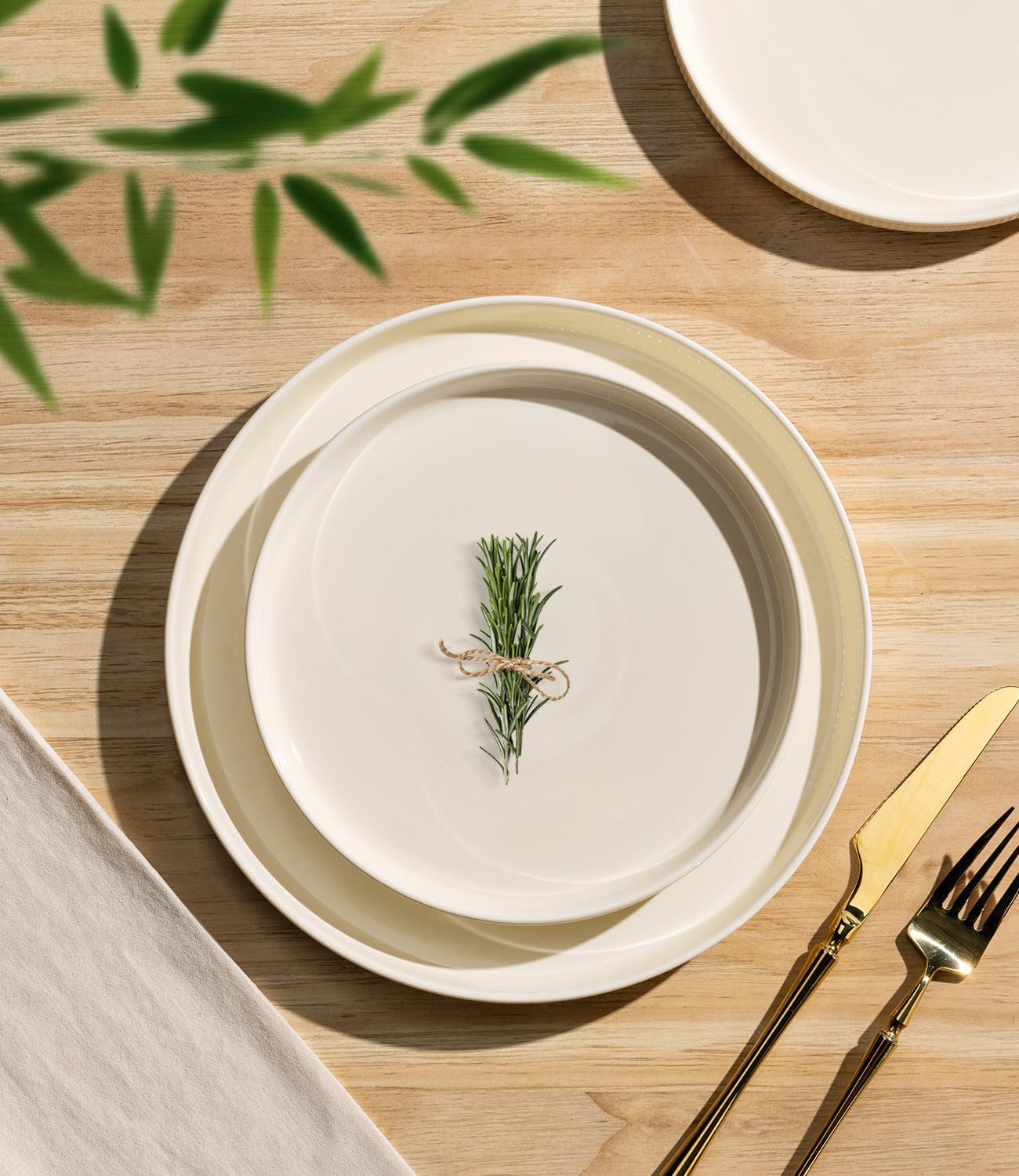 Thumbnail 1 de TheTerra 18-Piece Ceramic Dinnerware Set for 6 (Beige) — Plates & Bowls, Scratch Resistant