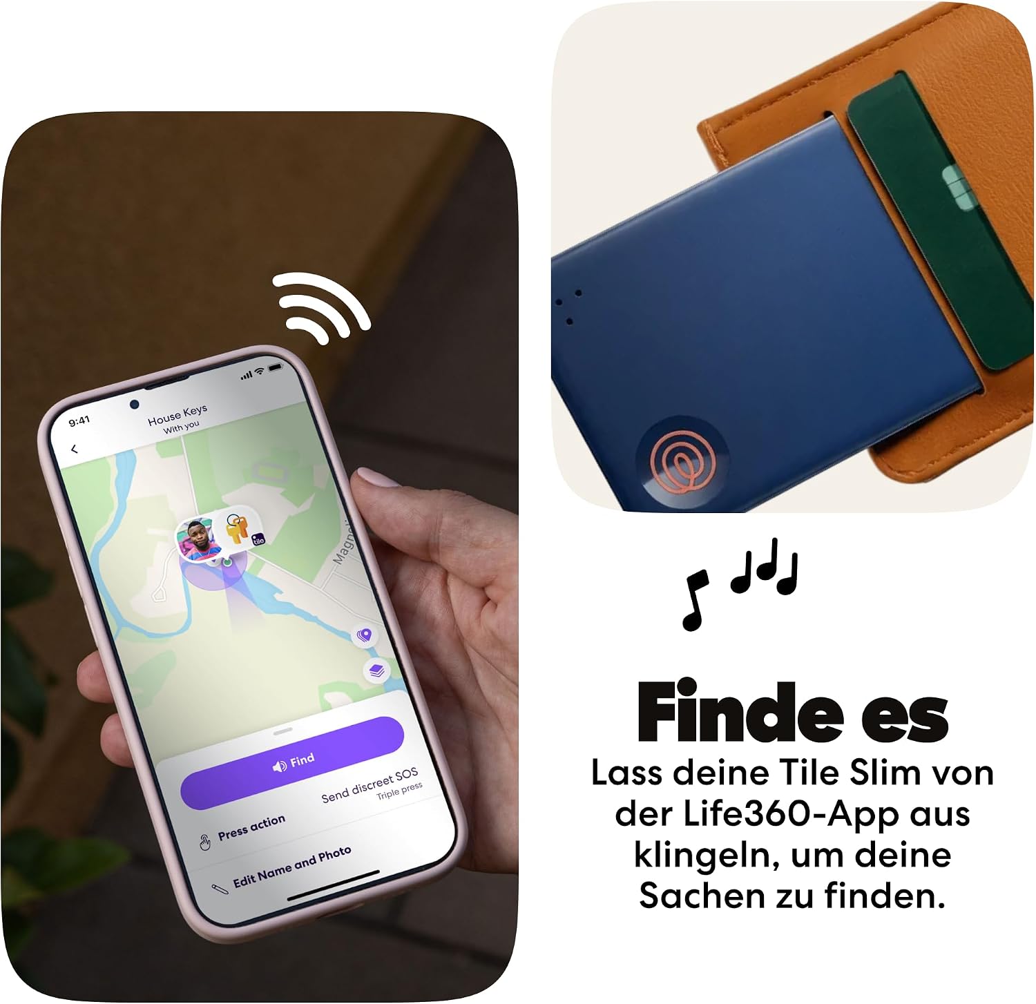 Detalle de Life360 Tile Slim – Der ultradünne Geldbörsenfinder mit BLE-Funktion und Life360-Integration