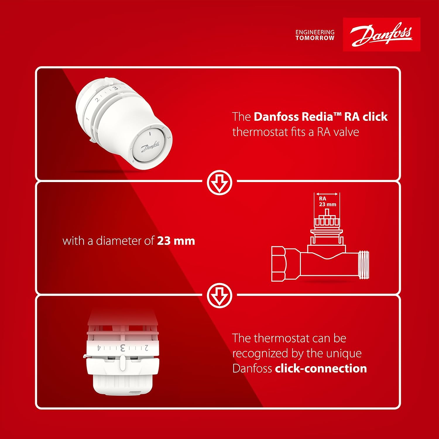 Thumbnail 4 de Danfoss Redia RA Click – Vanne thermostatique de radiateur à connexion rapide et capteur intégré