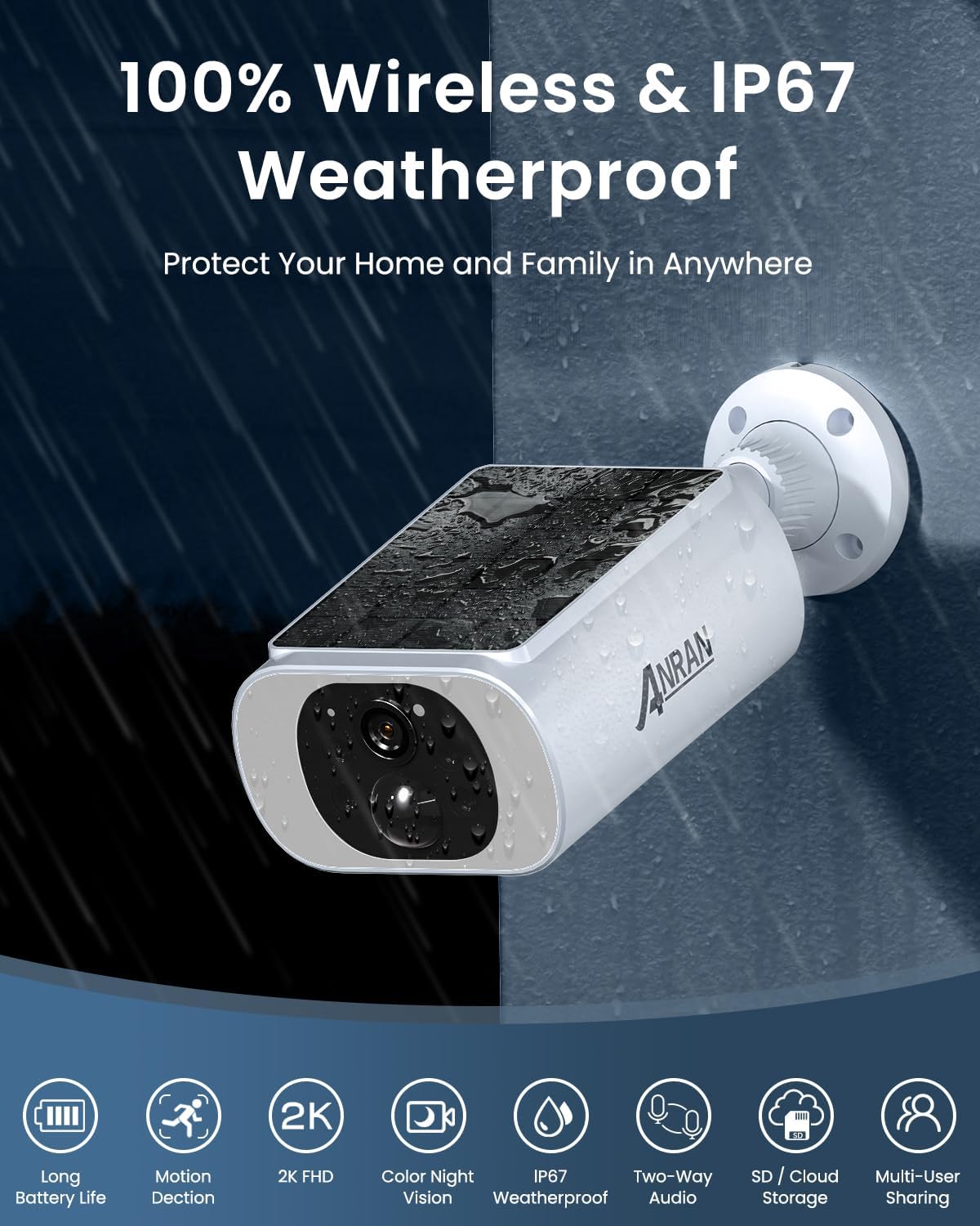 Thumbnail 4 de ANRAN 2K Solar Wireless Outdoor Security Camera System (4 Pack) with Color Night Vision, AI Detection, and Alexa Compatibility